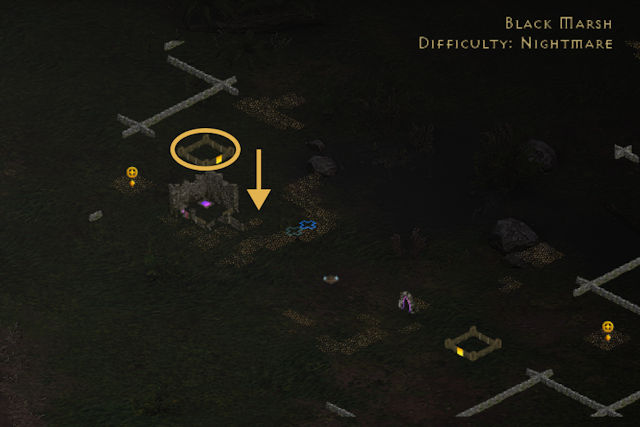 locating the forgotten tower near a map object in the black marsh