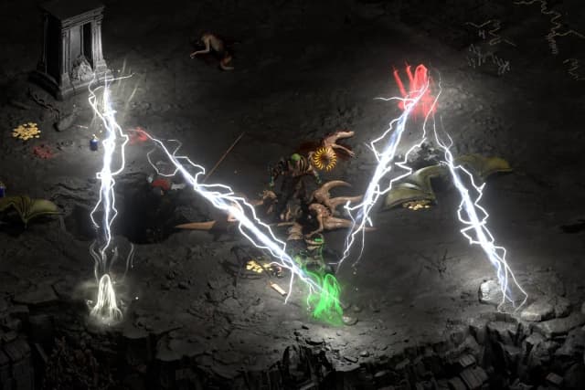 Four Will-o'-wisps drawing an M with their lightning