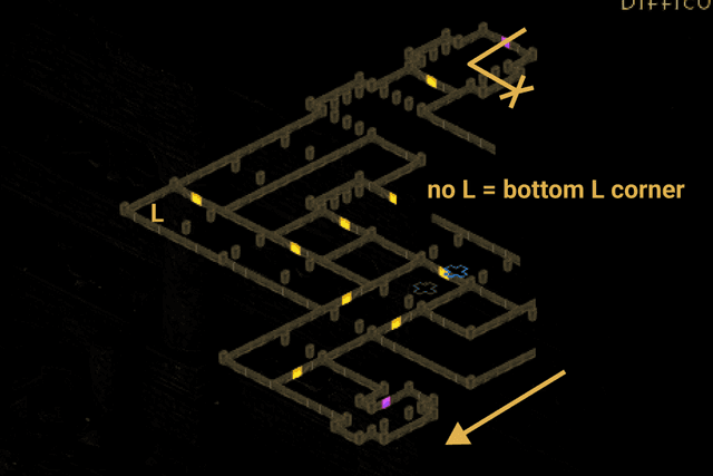 Navigating the Forgotten Tower by going to the bottom left corner example 2