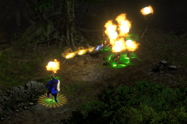 Paladin using Dragon armor and shield Runewords to stack Holy Fire auras.