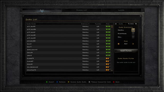 game list