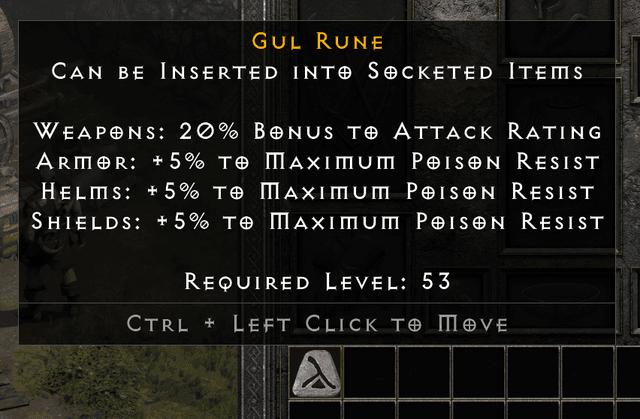Diablo 2 Resurrected gul rune
