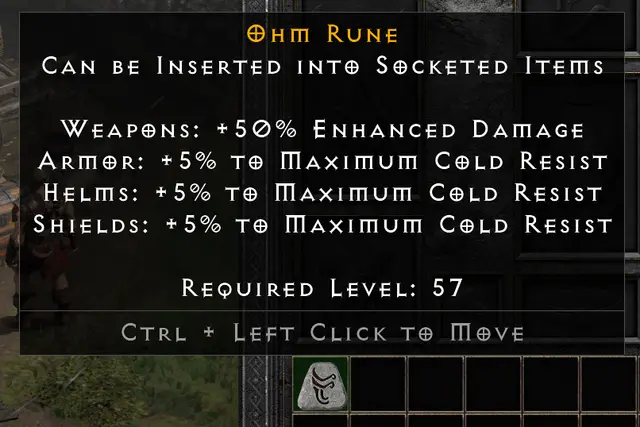 Diablo 2 Resurrected ohm rune